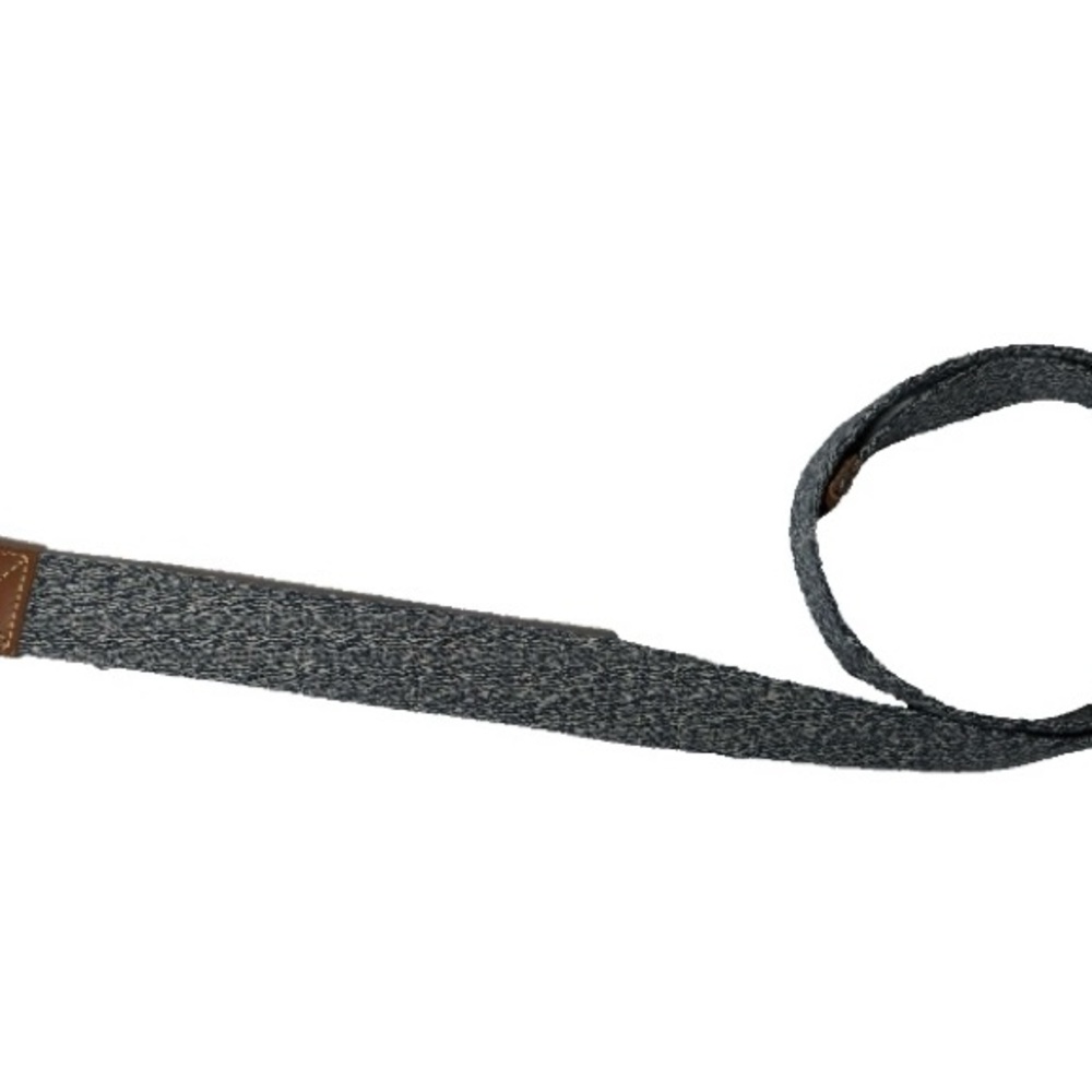 NEW- Size L/XL Mens Cremieux Cloth Belt Cotton Leather Trim Navy & White Solid